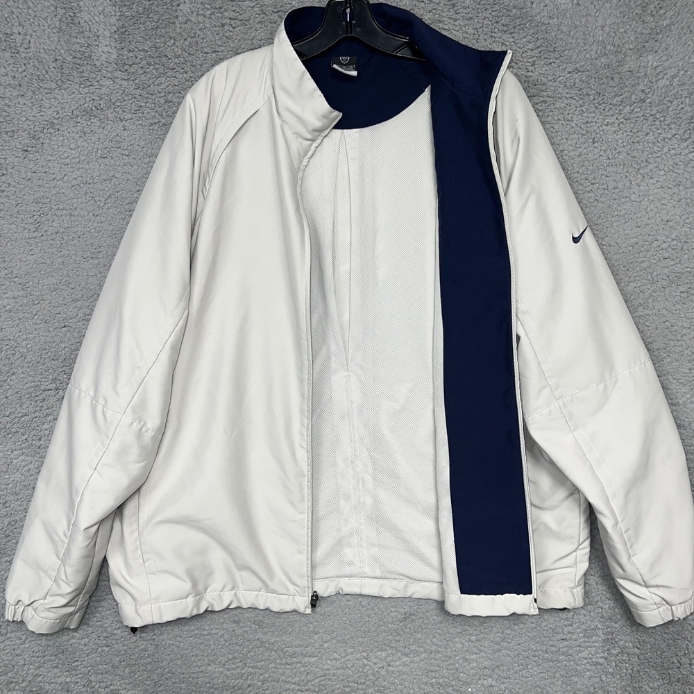 VTG Nike Golf Windbreaker Men's Sz XL Gray Blue Mesh Full Zip Golf Mock Jacket - Picture 3 of 12